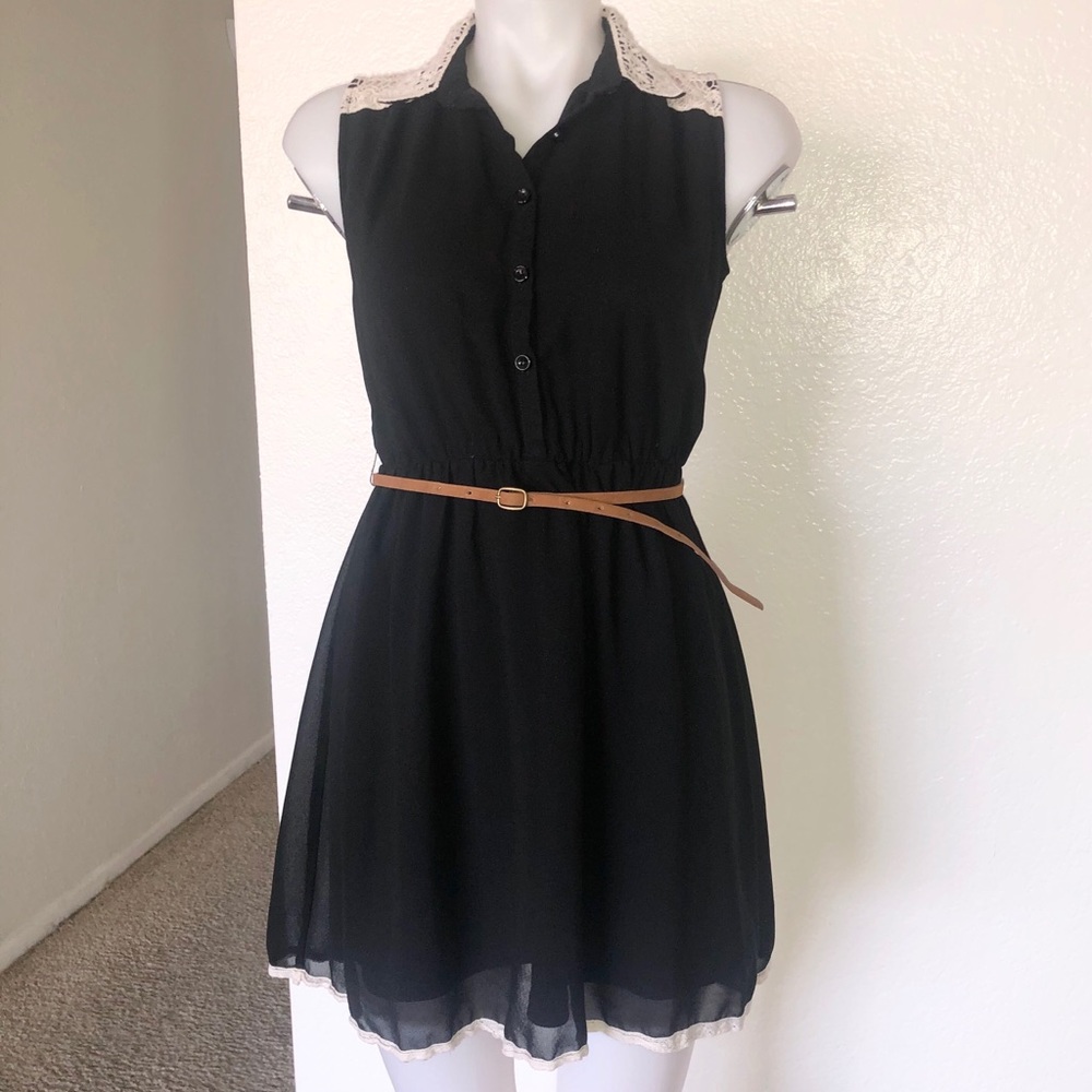 Black dress with belt